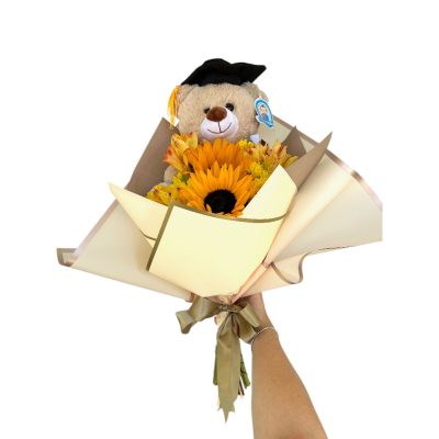 BOUQUET GIRASOLES CON OSO DE GRADUACIÓN RFG008
