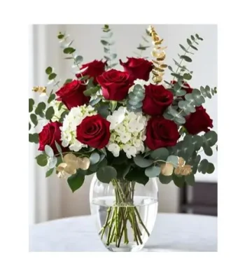 Jarrón de Rosas y Hortensias RFV237