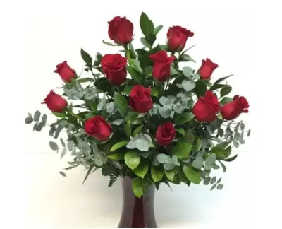 Jarrón de 12 Rosas Rojas RFV240
