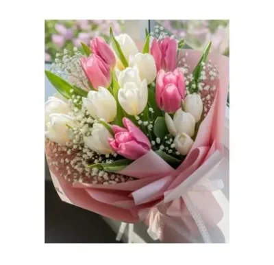 Buquet de Tulipanes Rosas y Blancas RFV555