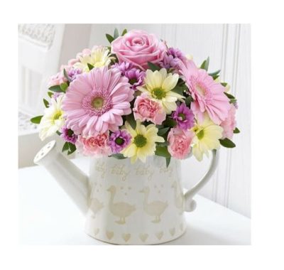 REGADERA CON GERBERAS Y MARGARITAS RFM404