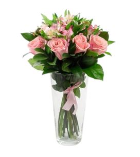 JARRÓN CON ROSAS Y ASTROMEDIAS RFM413