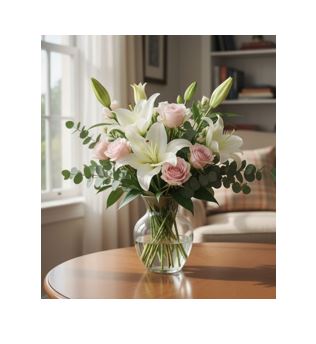 JARRÓN CON ROSAS Y LILYS RFM418